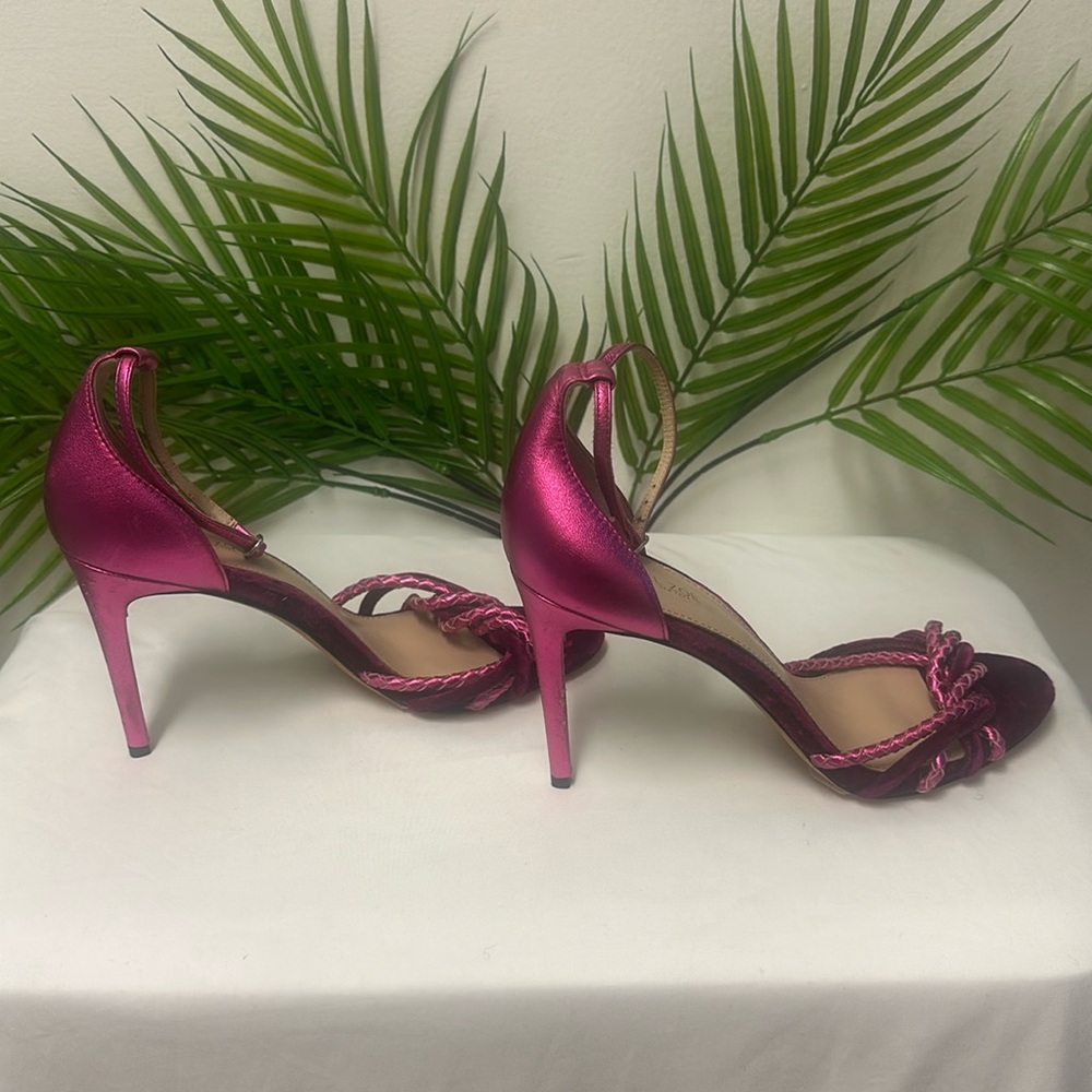 RACHEL ZOE AUBREY HEELED SANDAL IN MAGENTA WITH twisted knotted details.Size:7.5 - Picture 16 of 16